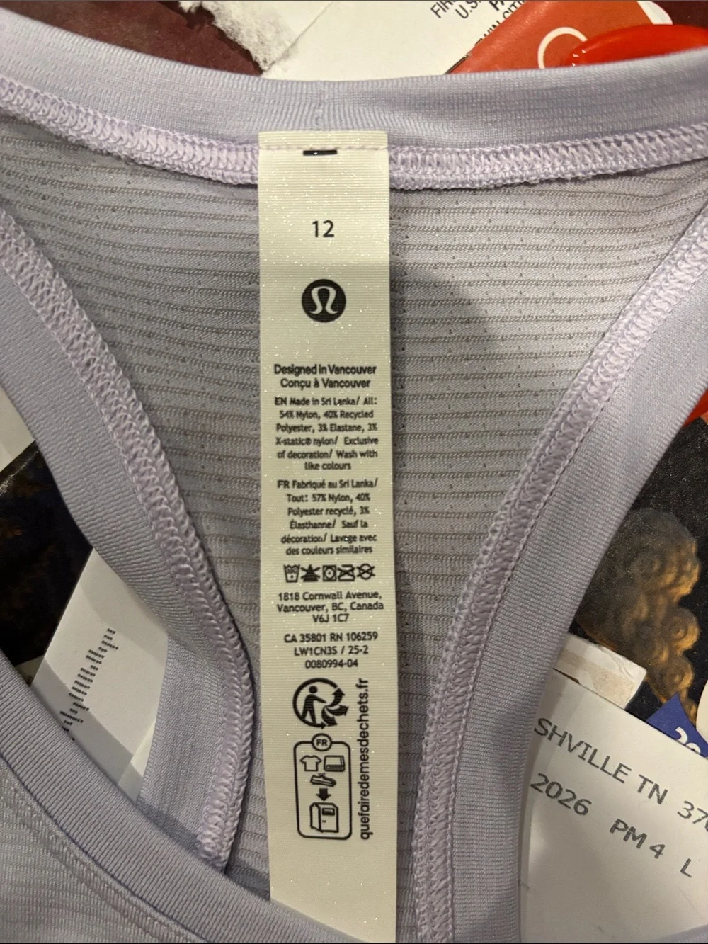 lululemon athletica Light Lavender Racerback Tank